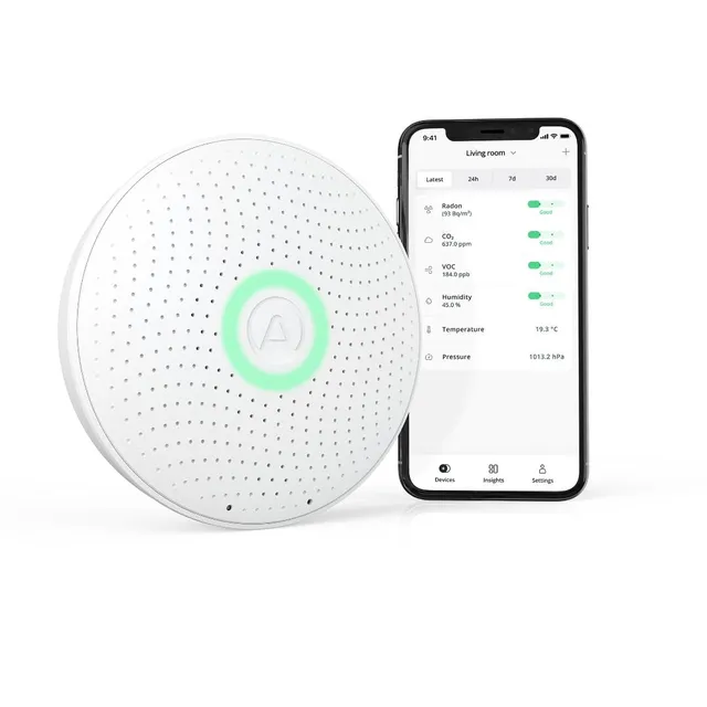 Airthings Wave Plus Sensore Radon CO2 6in1 Batteria