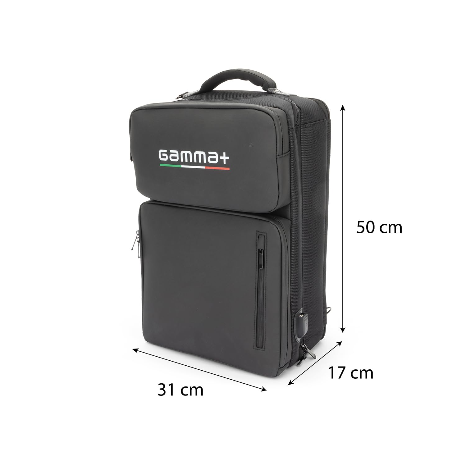 Gamma-Scout Zaino Barbiere Borsa Professionale Nero USB 50x31 cm