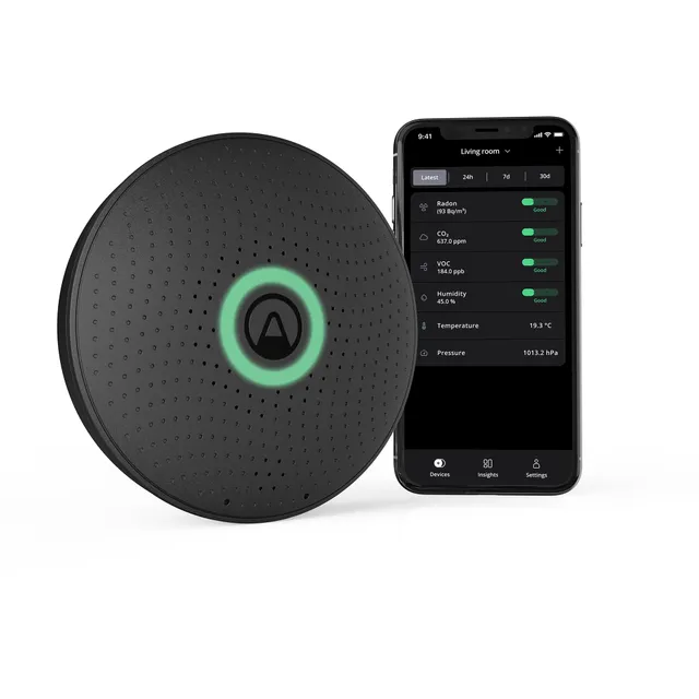 Airthings Wave Plus monitor aria nero radon CO2 6 sensori