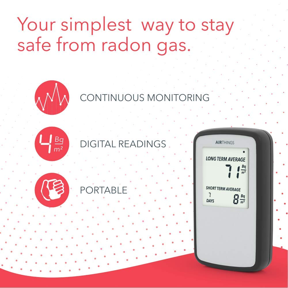 Airthings Corentium Home rilevatore radon display LCD a batteria