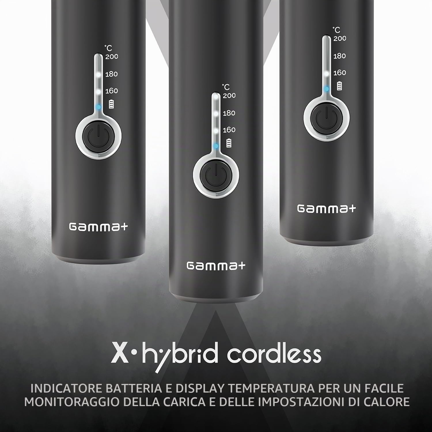 Gamma-Scout X-Hybrid Mini Piastra Cordless Capelli Nero USB-C