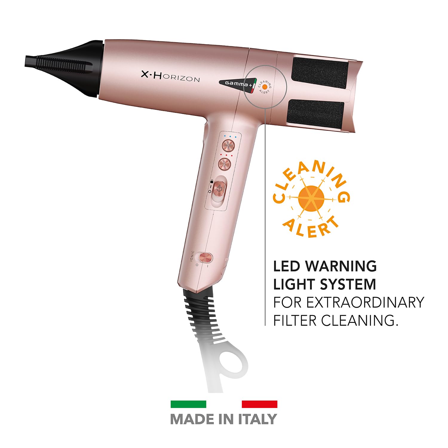 Gamma+ X-Horizon asciugacapelli ionico Gold Rose 290g