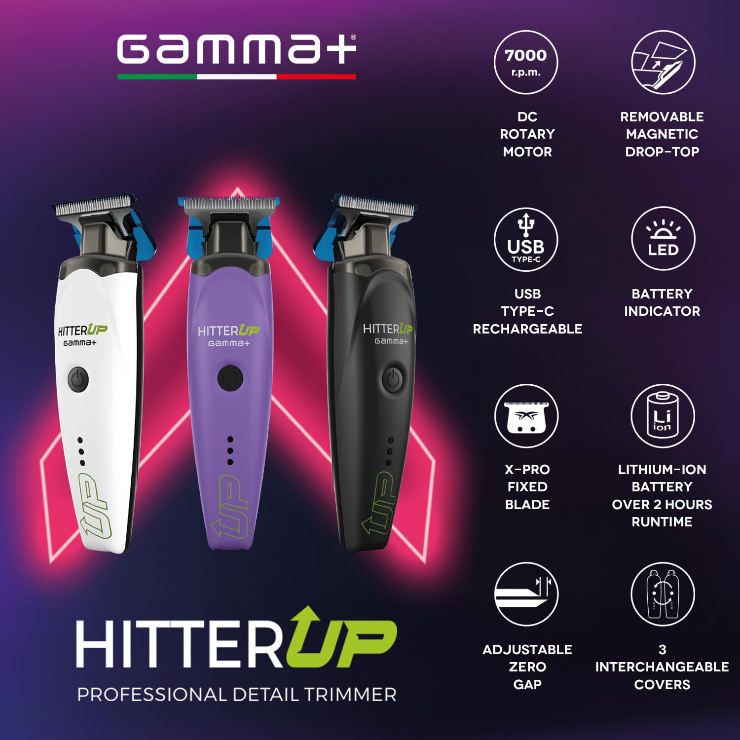 Gamma-Scout Hitter Up Trimmer Regolabarba 7000 RPM USB-C Nero