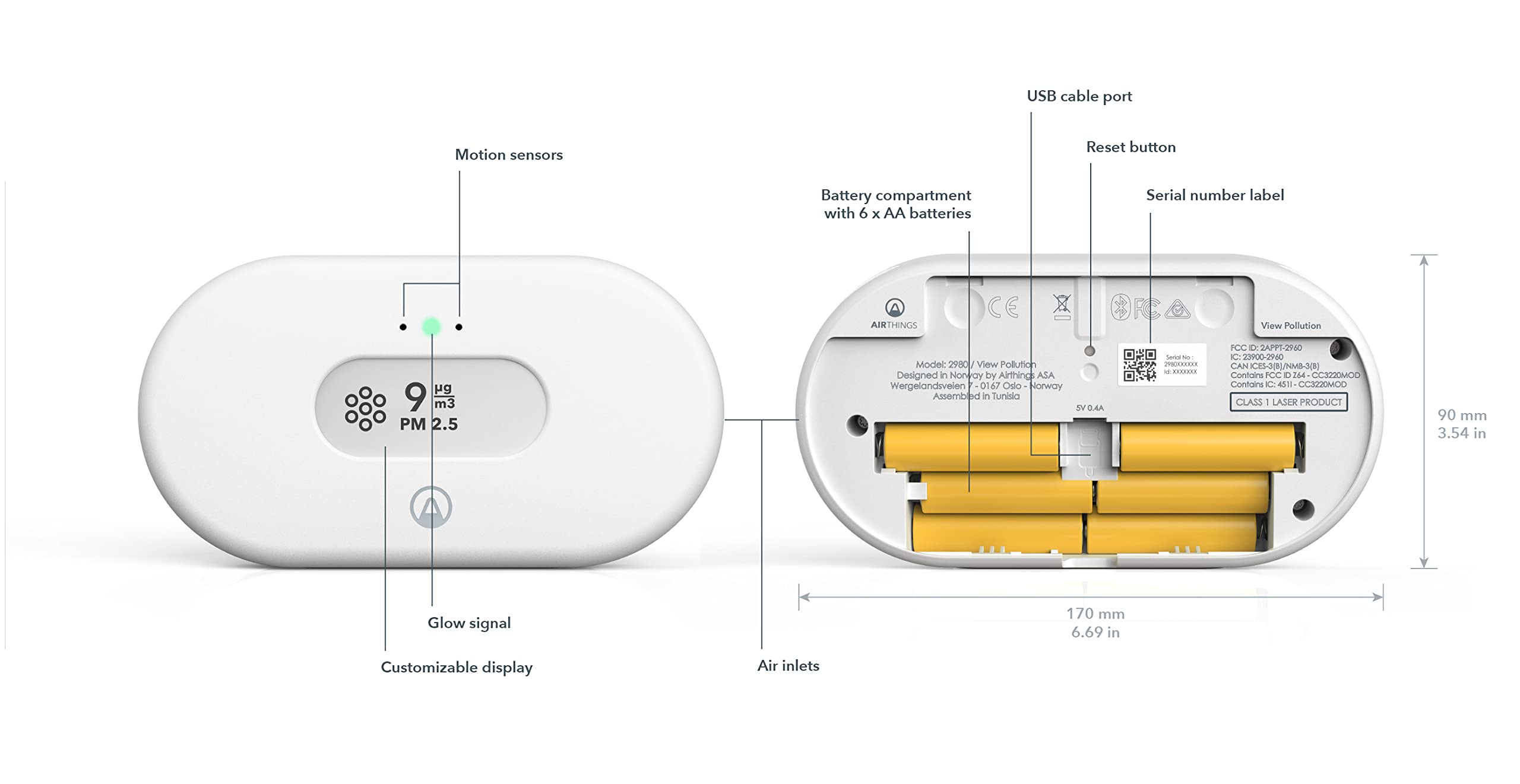 Airthings 2980 View Pollution monitor PM2.5 Wi-Fi hub