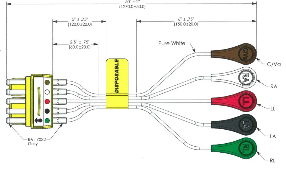 Spacelabs ECG supplies cavetti ECG 5 lead snap 25 pz AAMI
