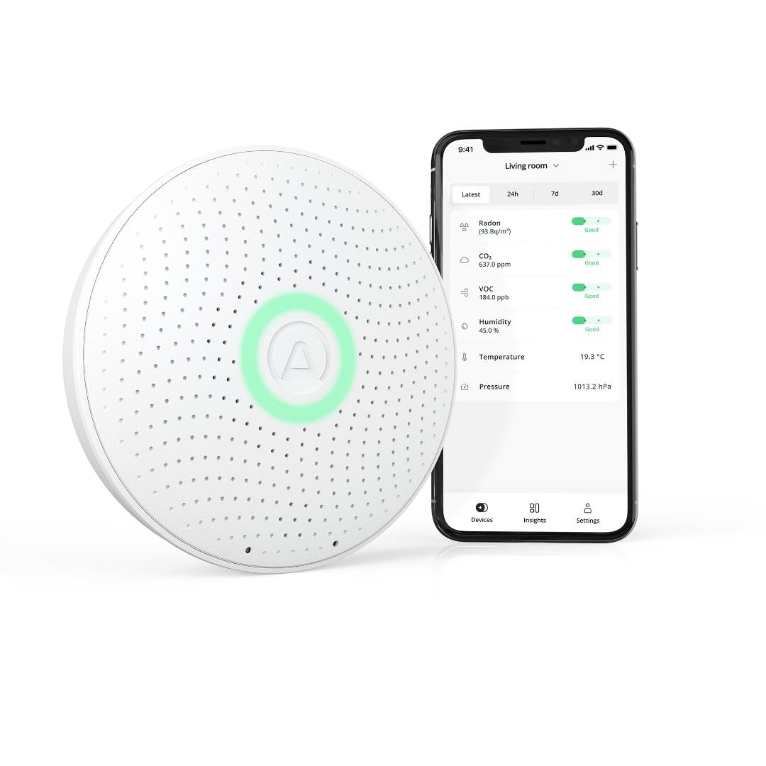 Airthings Wave Plus Sensore Radon CO2 6in1 Batteria
