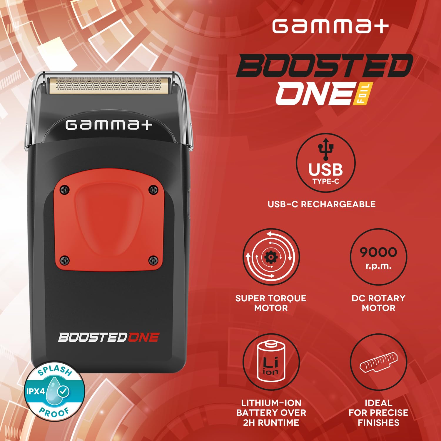 Gamma+ Boosted One Foil rasoio lamina 9000 RPM IPX4