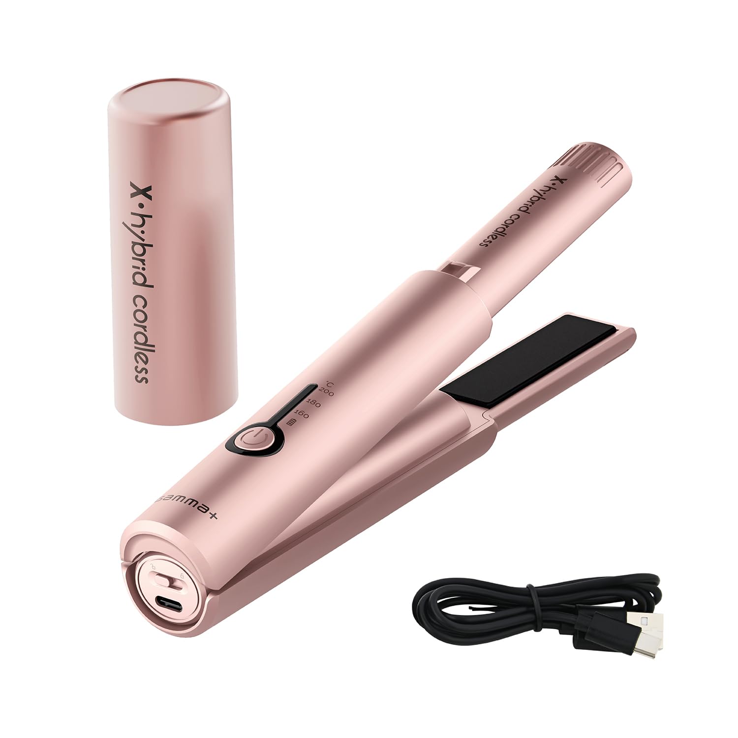 Gamma-Scout X-Hybrid Mini Piastra Cordless Capelli Nero USB-C