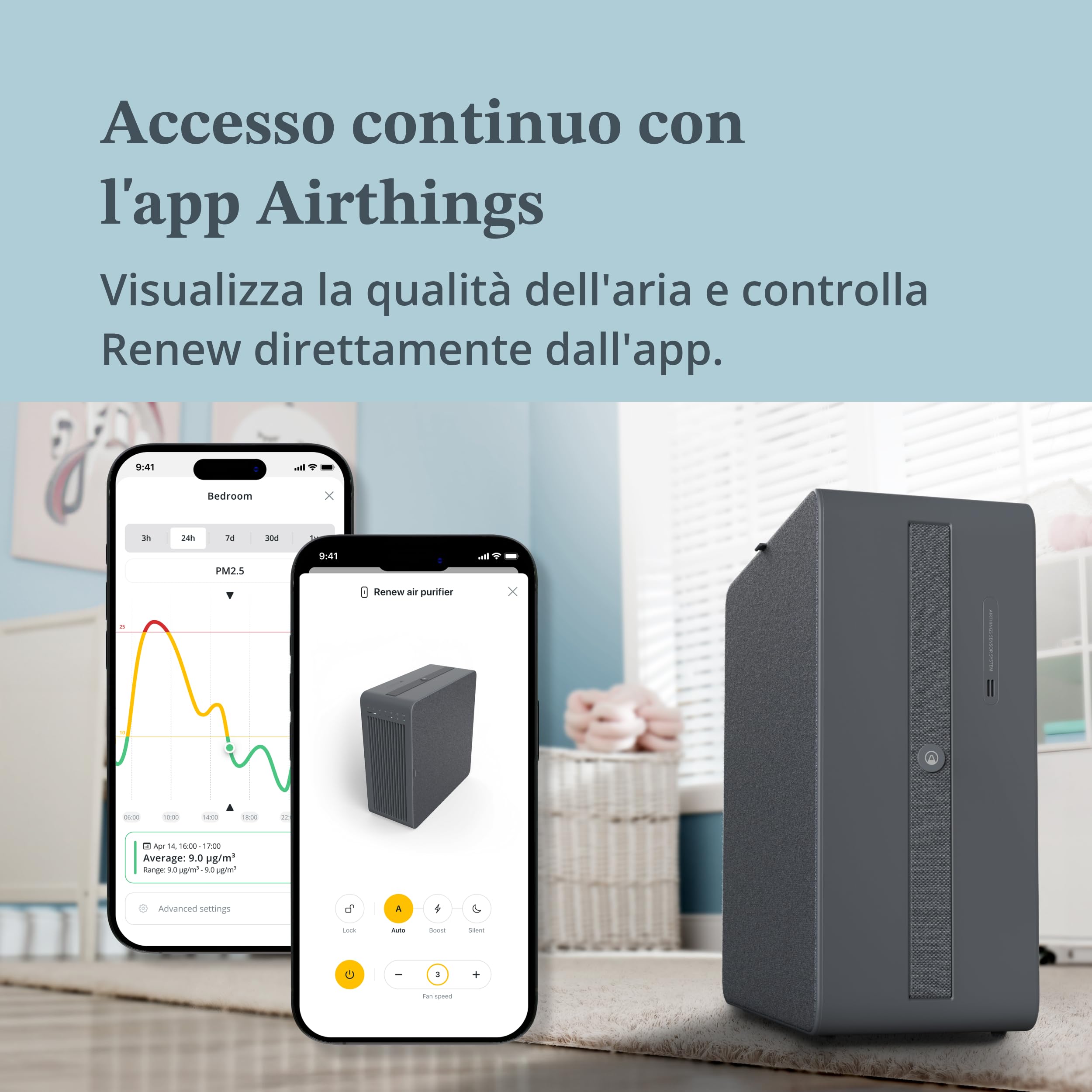 Airthings Renew Purificatore Aria Smart HEPA-13 49 m² Silent