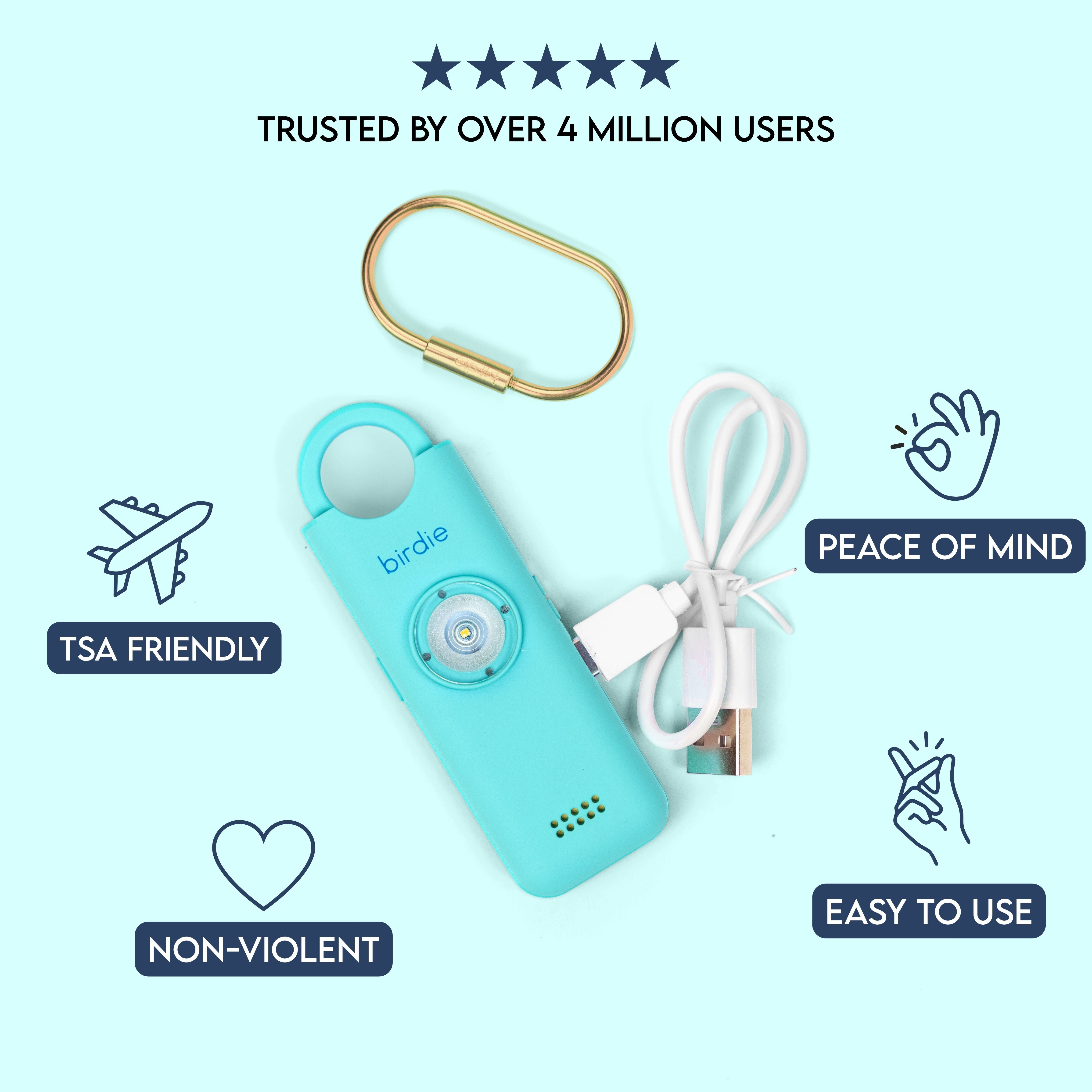 She's Birdie 3.0 Allarme Personale Dusty Rose 130dB USB-C