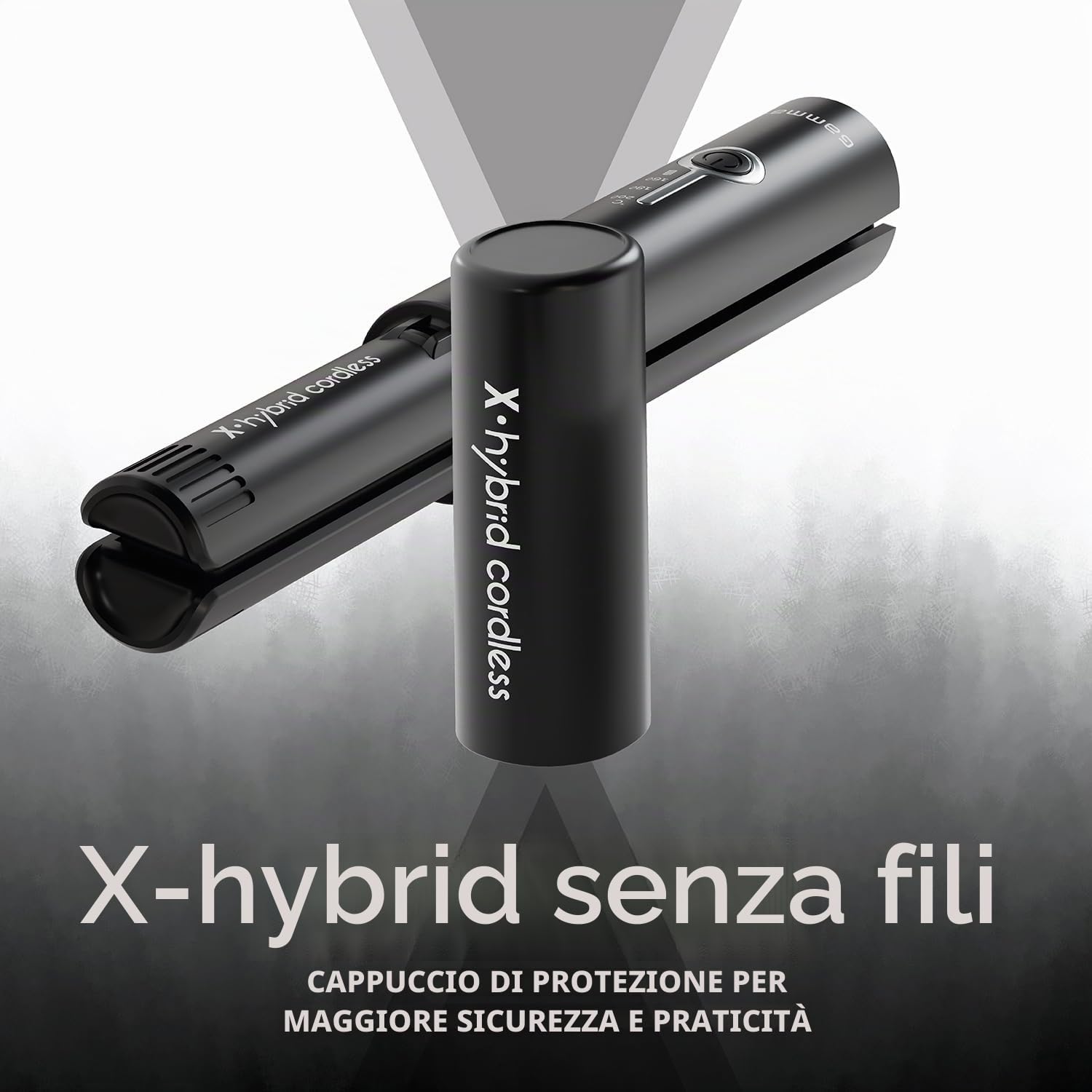Gamma-Scout X-Hybrid Mini Piastra Cordless Capelli Nero USB-C