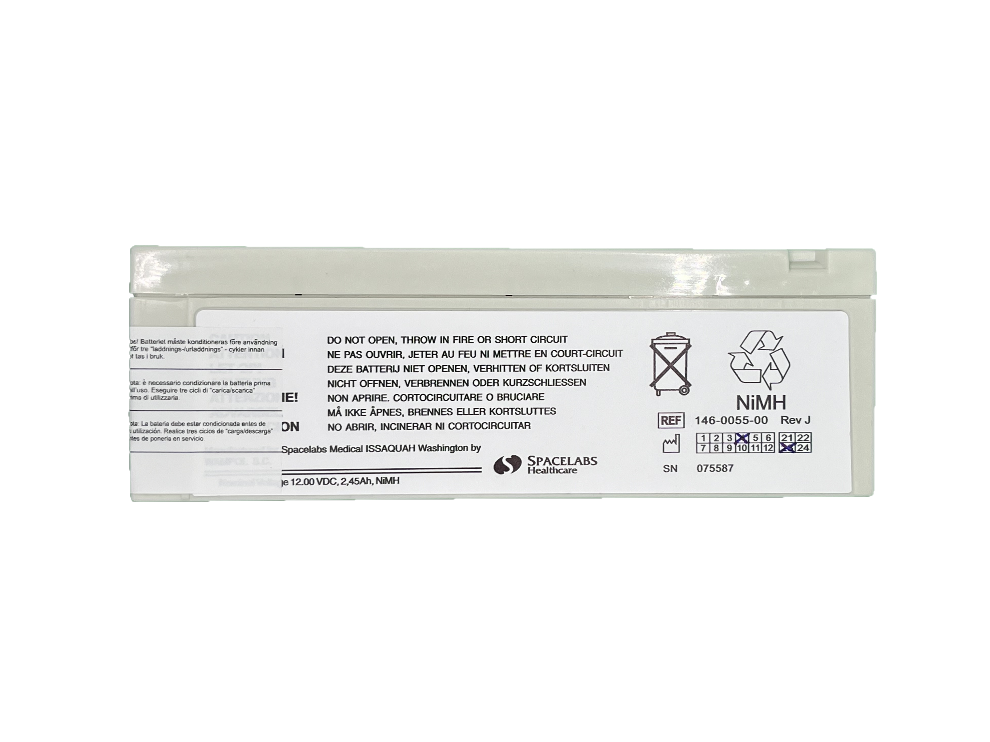 Spacelabs Batteries NiMH 12V 2,45Ah Batteria ricaricabile