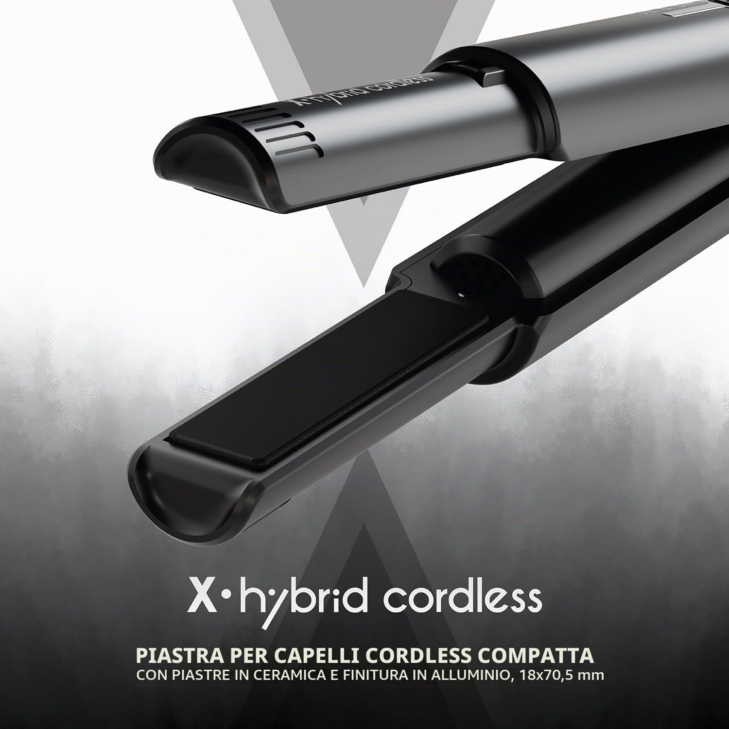Gamma-Scout X-Hybrid Mini Piastra Cordless Capelli Nero USB-C