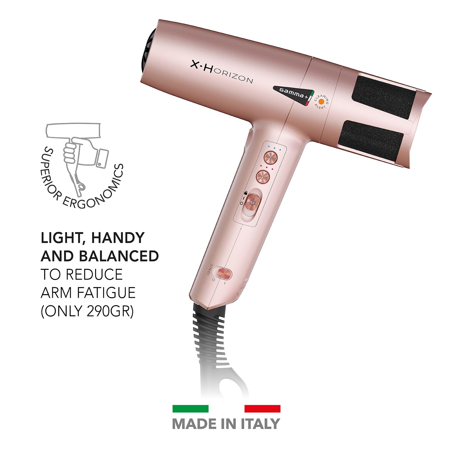 Gamma+ X-Horizon asciugacapelli ionico Gold Rose 290g