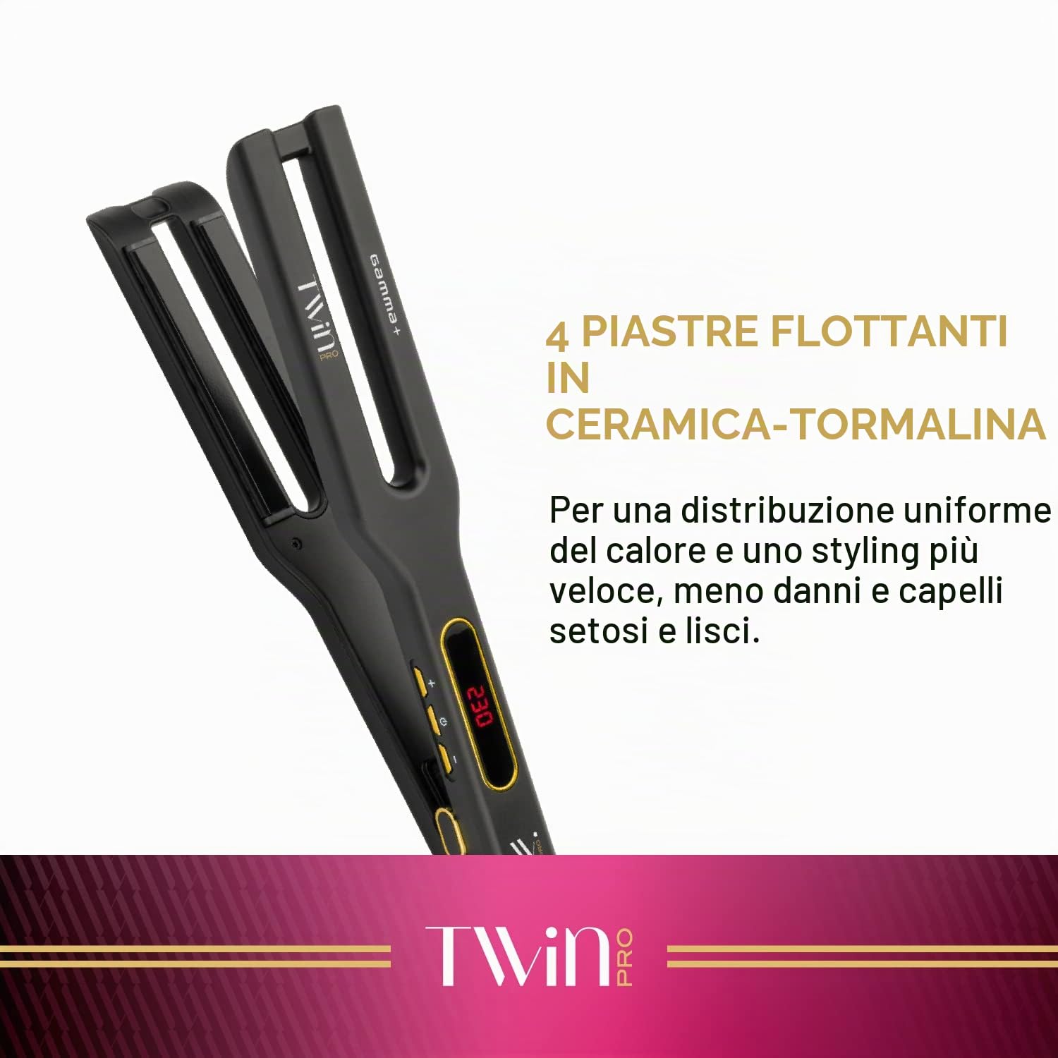 GAMMAPIÙ Twin piastra capelli ceramica 4 matrici 130-230°C