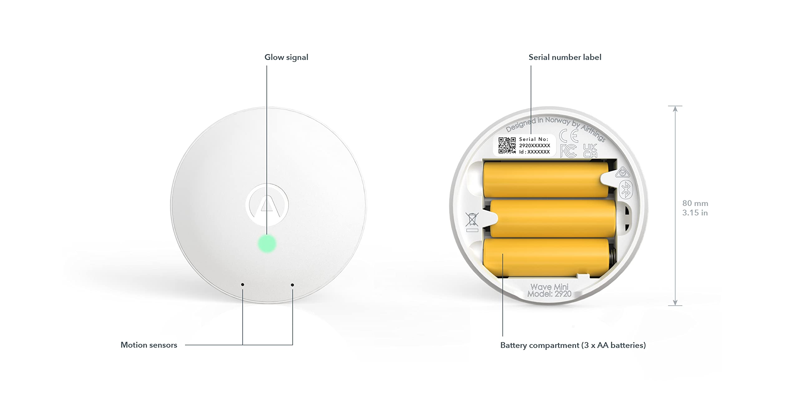 Airthings Wave Mini 292 monitor qualità aria VOC senza fili