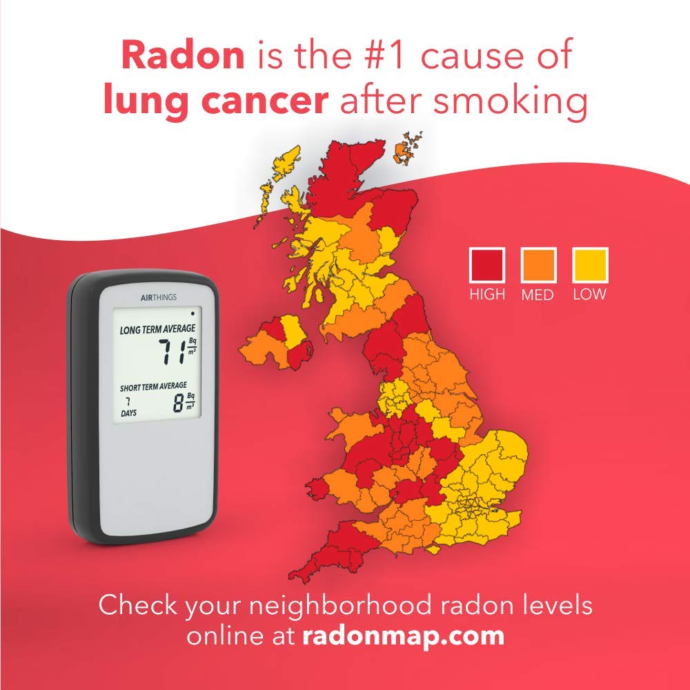 Airthings Corentium Home rilevatore radon display LCD a batteria