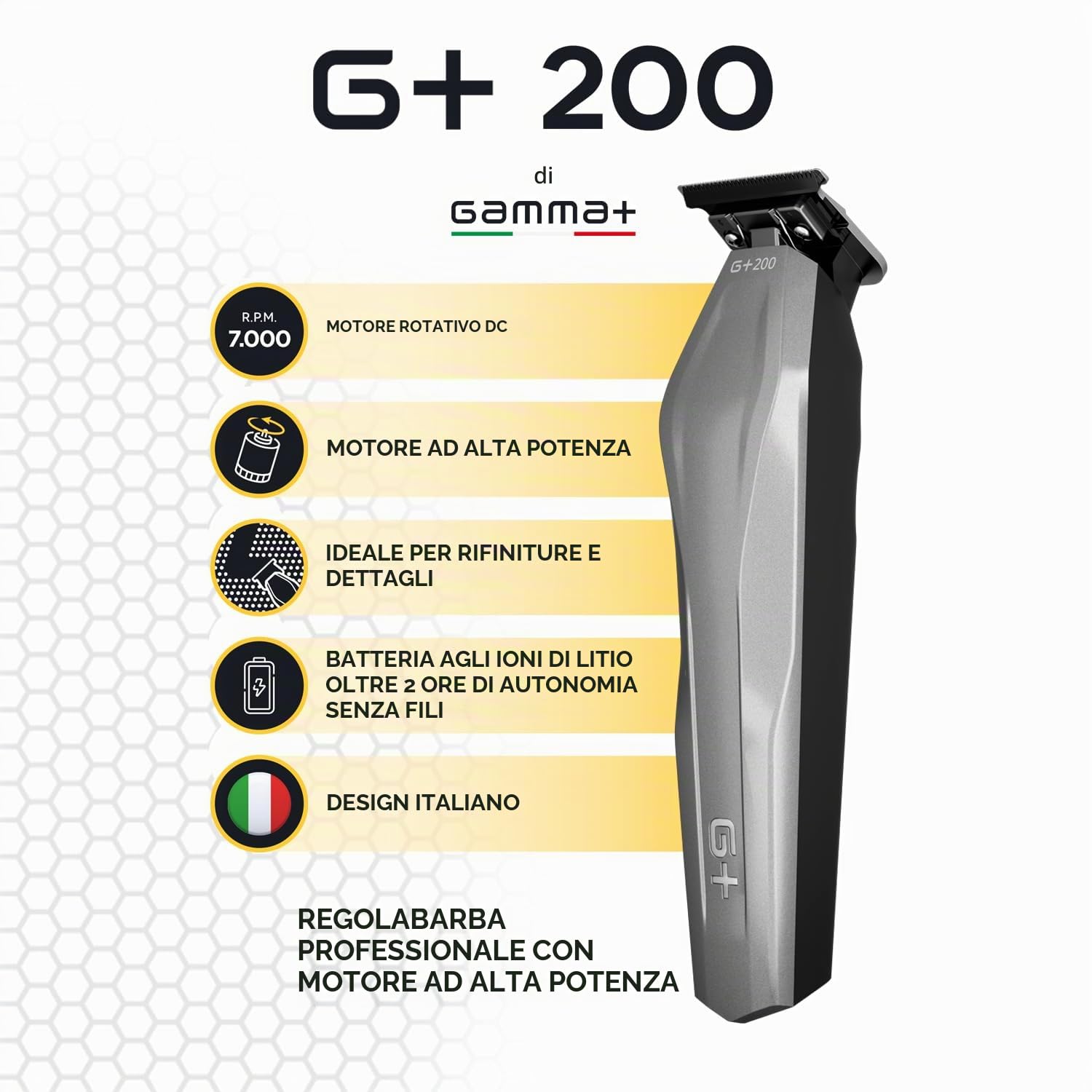 Gamma+ G+200 trimmer regolabarba ceramica 7000 RPM