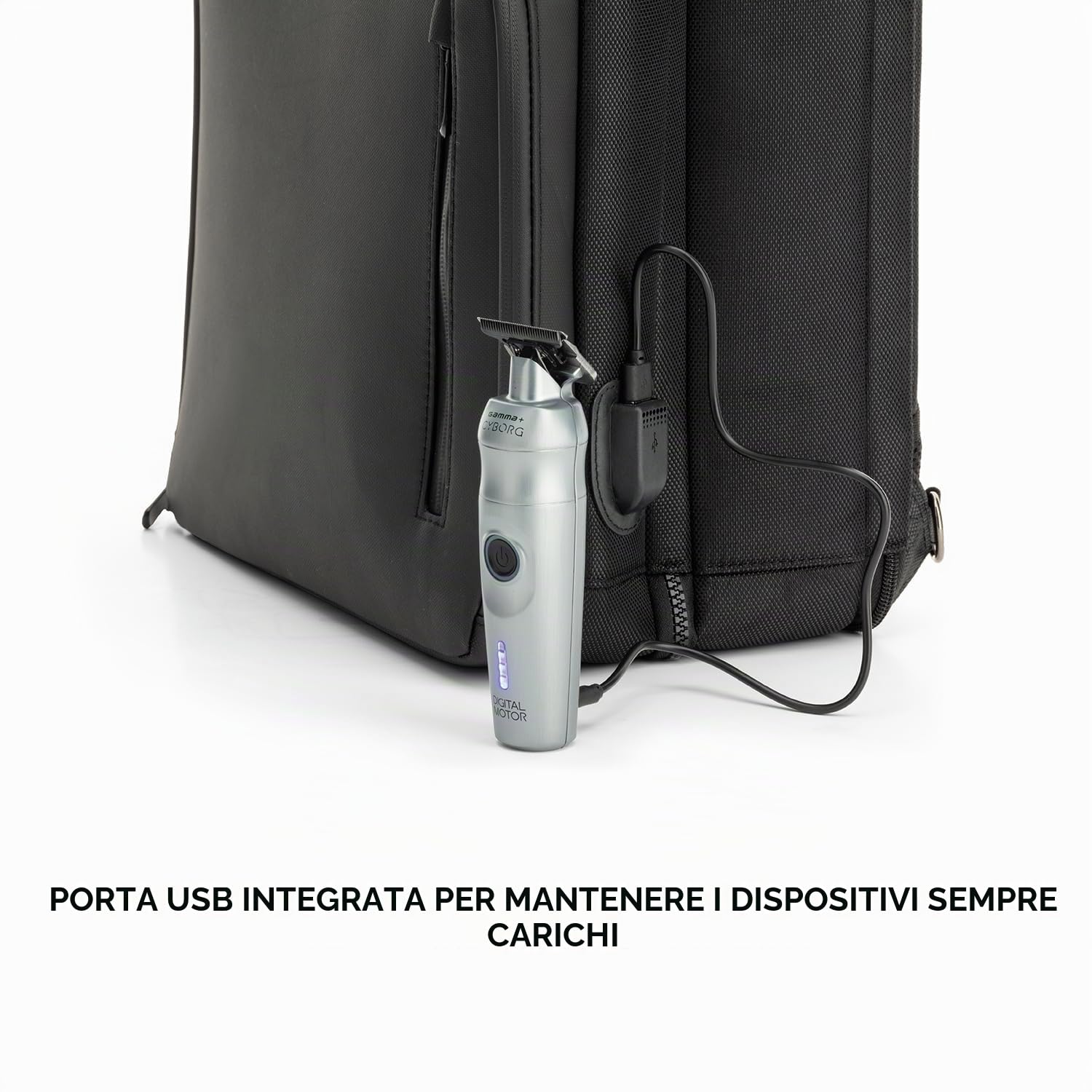Gamma-Scout Zaino Barbiere Borsa Professionale Nero USB 50x31 cm