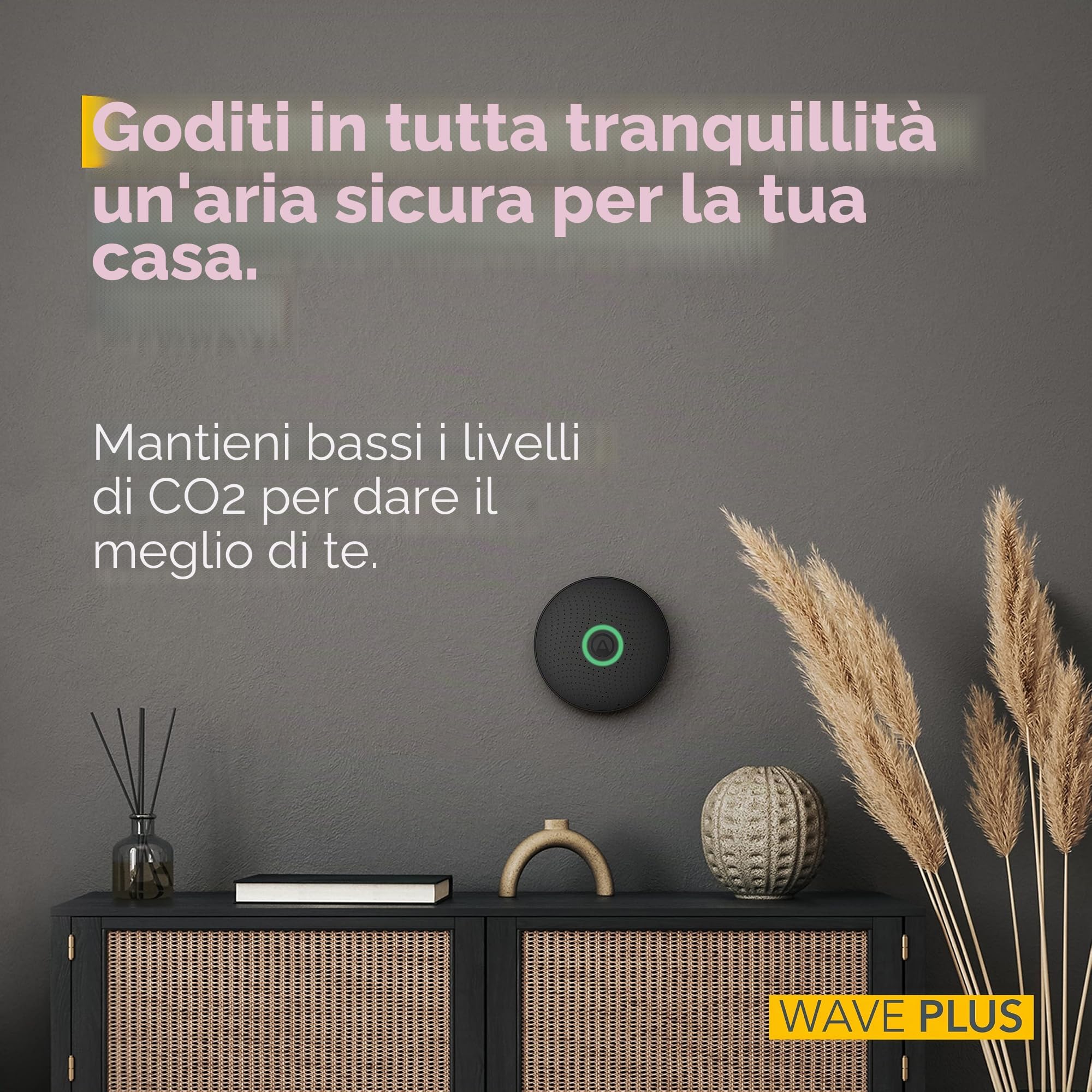 Airthings Wave Plus monitor aria nero radon CO2 6 sensori
