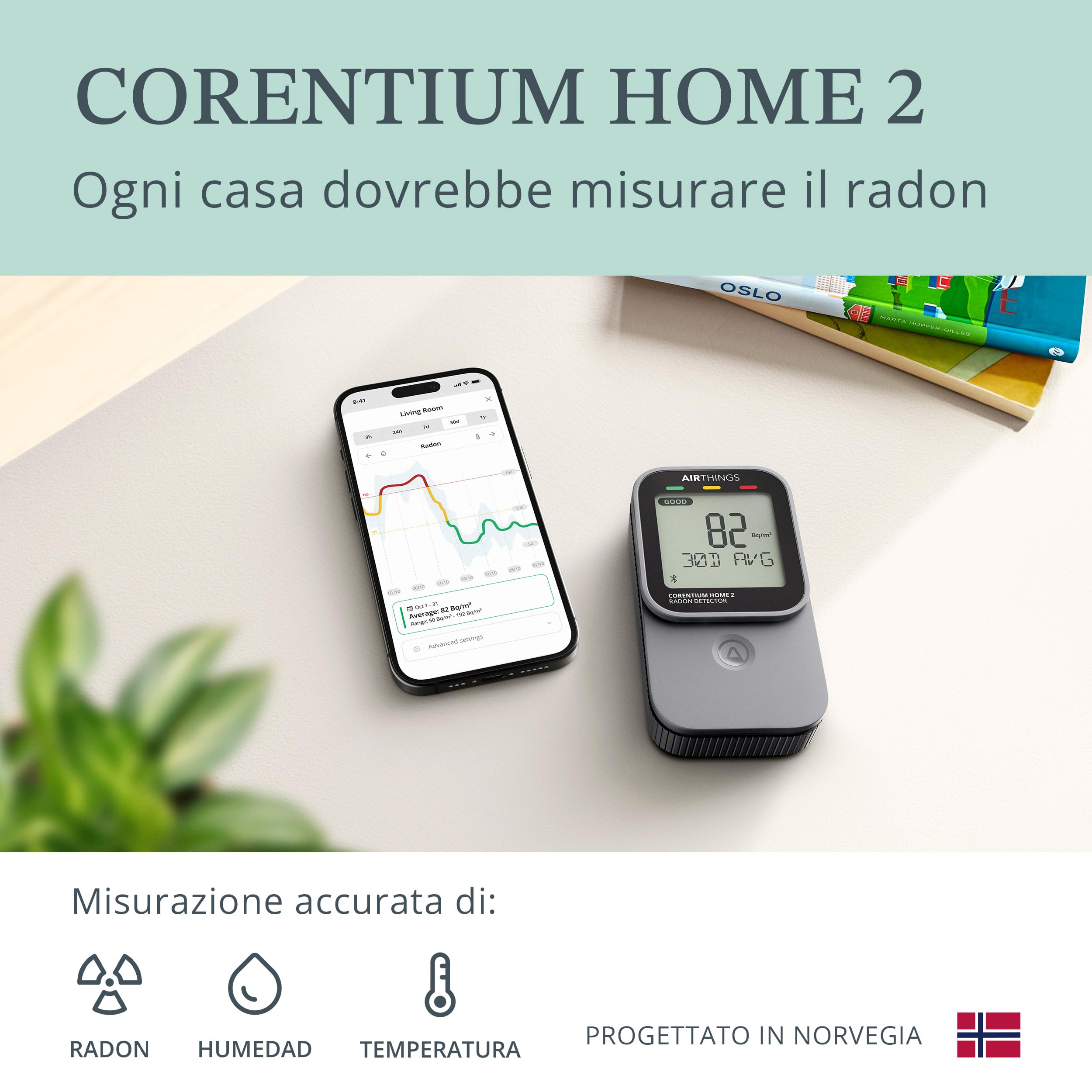 Airthings 325 Corentium Home 2 rilevatore radon bluetooth