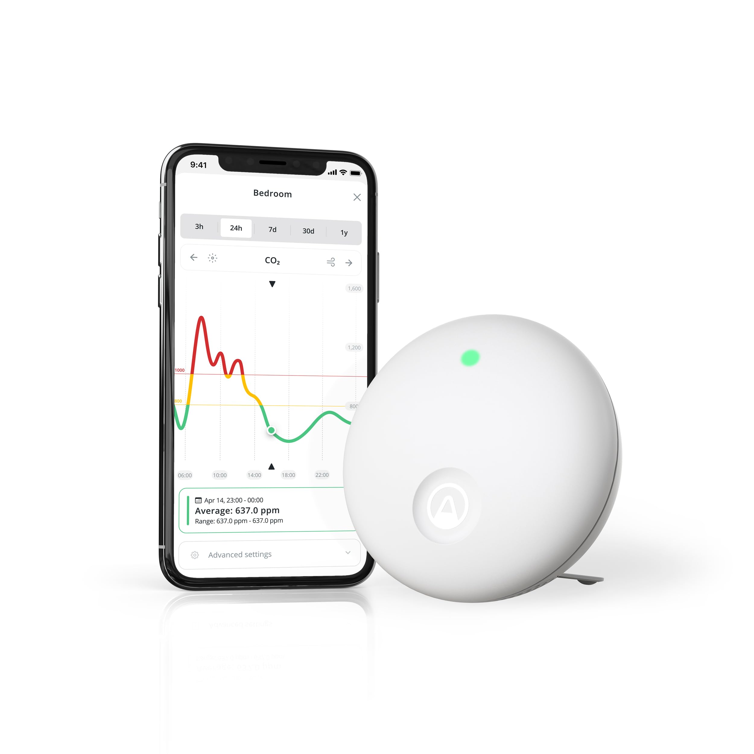 Airthings 321 Wave Enhance monitor CO2 VOC Bluetooth