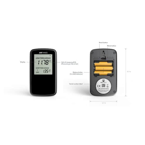 Airthings Corentium Rilevatore Radon LCD Batteria