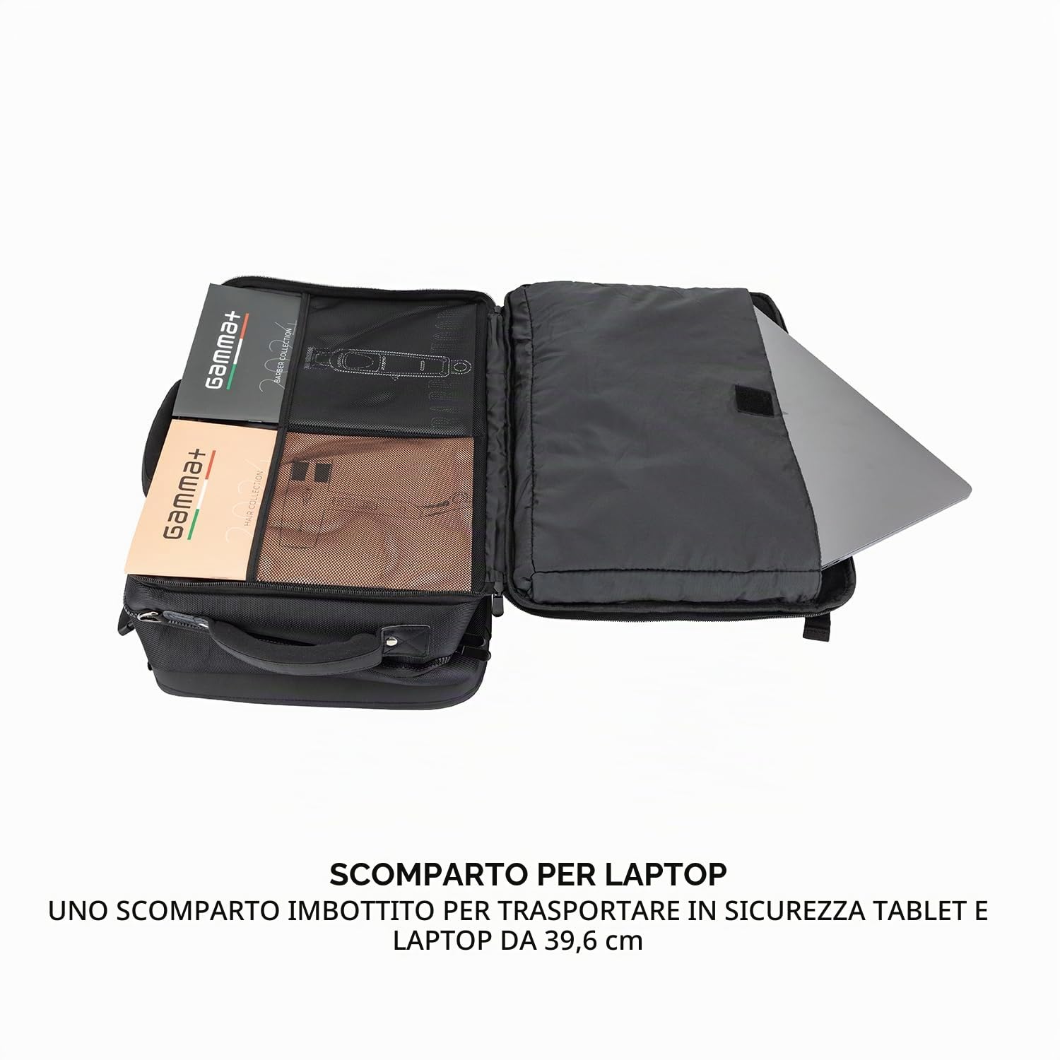 Gamma-Scout Zaino Barbiere Borsa Professionale Nero USB 50x31 cm