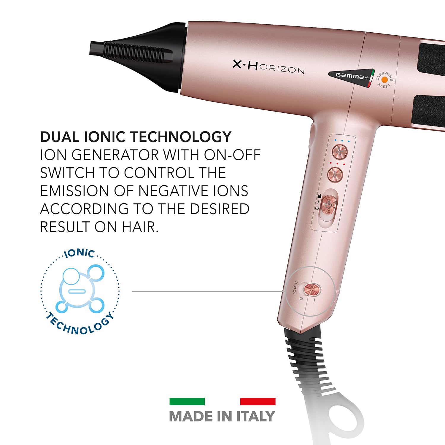Gamma+ X-Horizon asciugacapelli ionico Gold Rose 290g