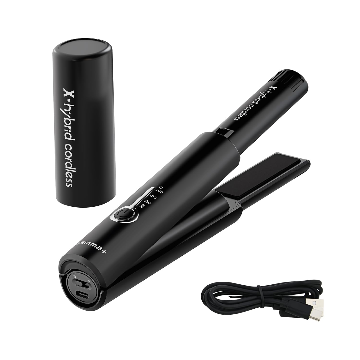 Gamma-Scout X-Hybrid Mini Piastra Cordless Capelli Nero USB-C