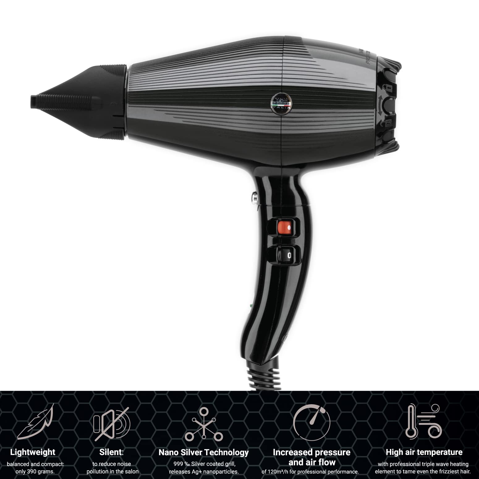 Gamma+ G-Tronic Dual Ionic 2500 phon nero spina Italia ionico