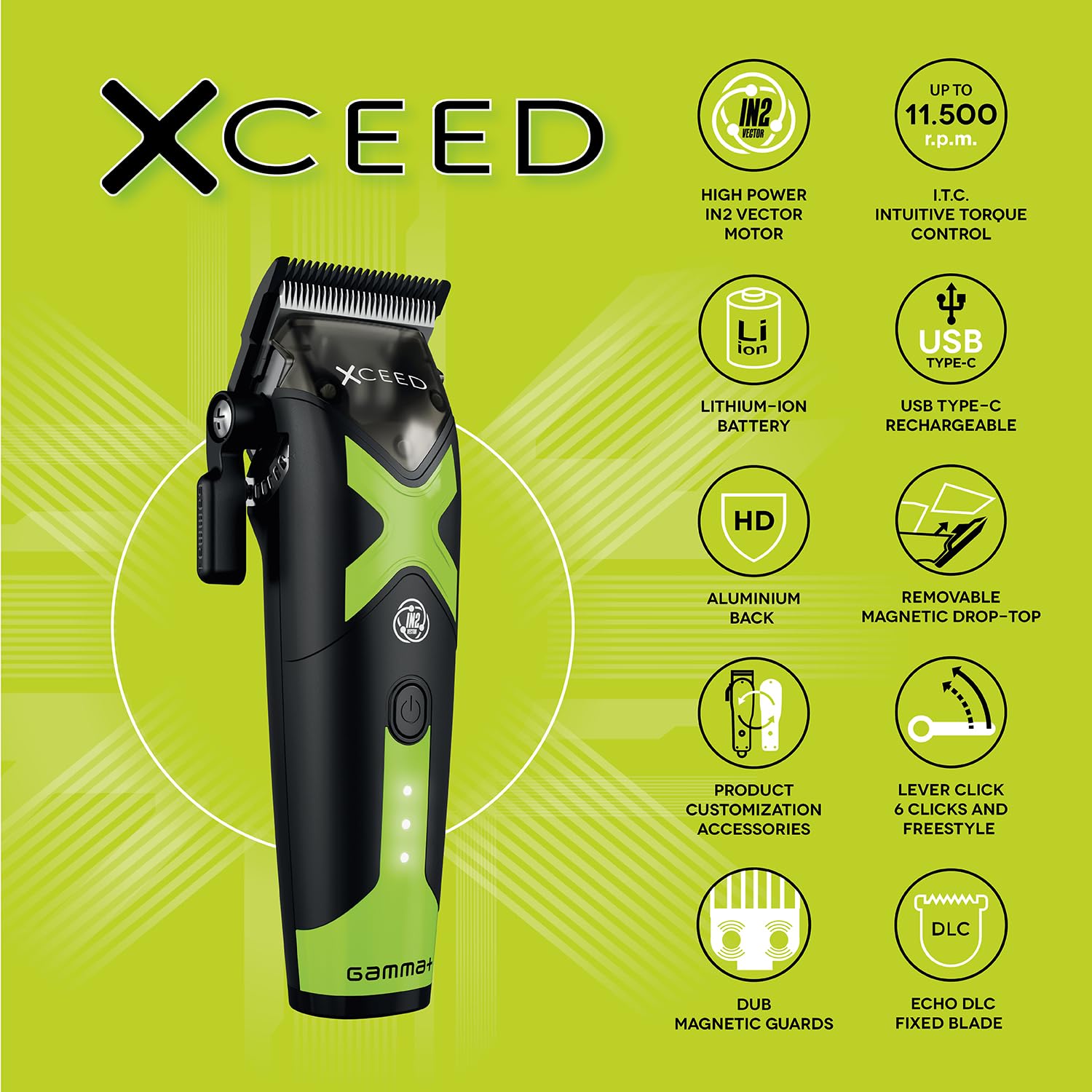 Gamma+ XCEED Clipper tagliacapelli 180 min USB-C